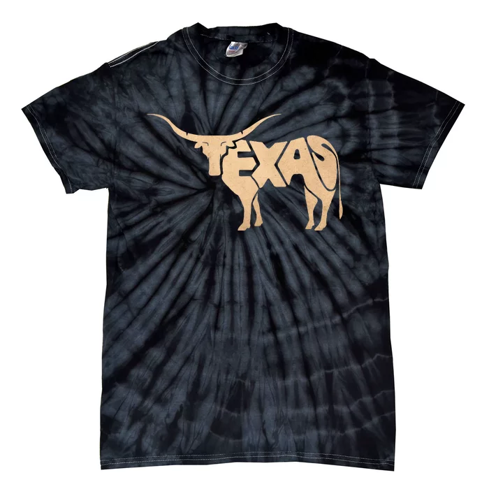 Texas Longhorn Word Art Cool Animal Tie-Dye T-Shirt