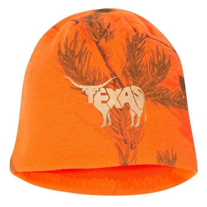 Texas Longhorn Word Art Cool Animal Kati - Camo Knit Beanie