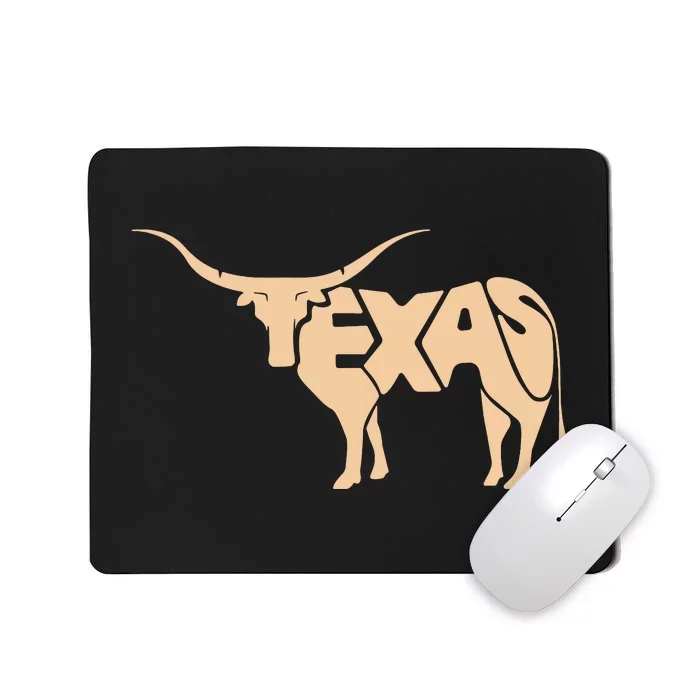 Texas Longhorn Word Art Cool Animal Mousepad