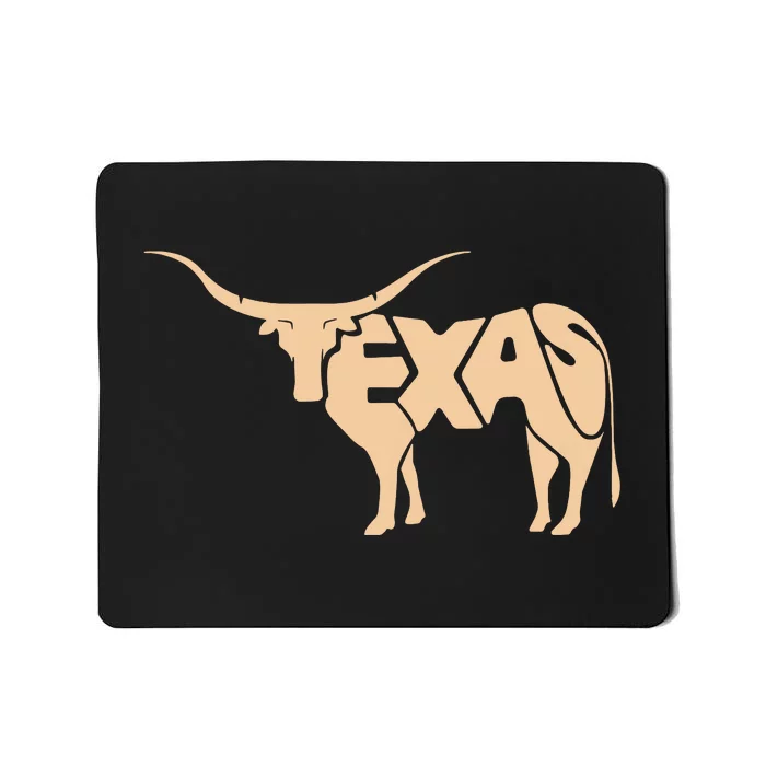 Texas Longhorn Word Art Cool Animal Mousepad