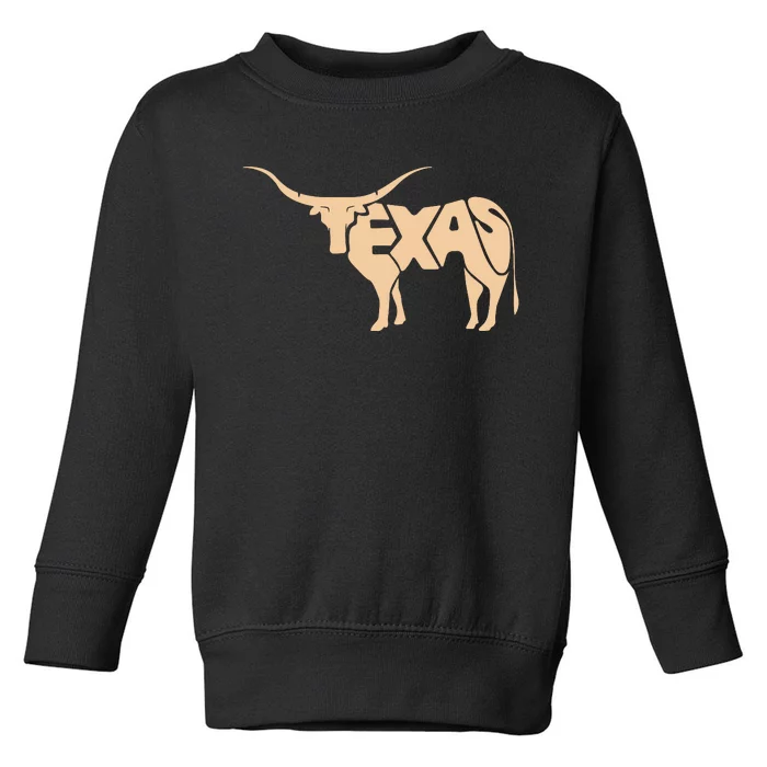 Texas Longhorn Word Art Cool Animal Toddler Sweatshirt