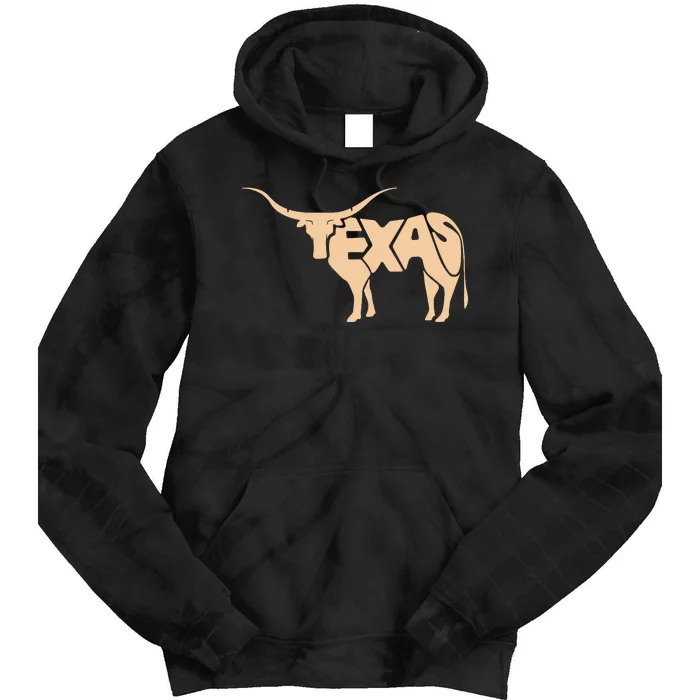 Texas Longhorn Word Art Cool Animal Tie Dye Hoodie