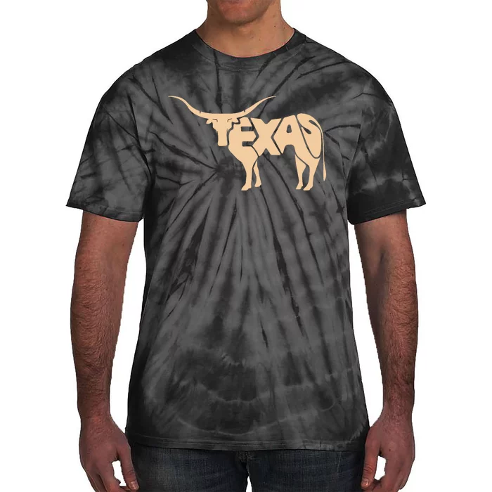 Texas Longhorn Word Art Cool Animal Tie-Dye T-Shirt