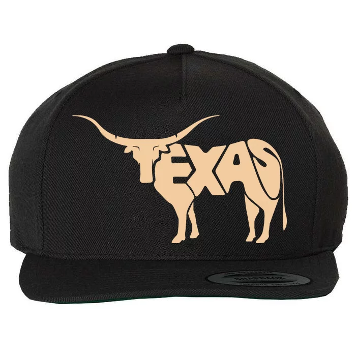 Texas Longhorn Word Art Cool Animal Wool Snapback Cap