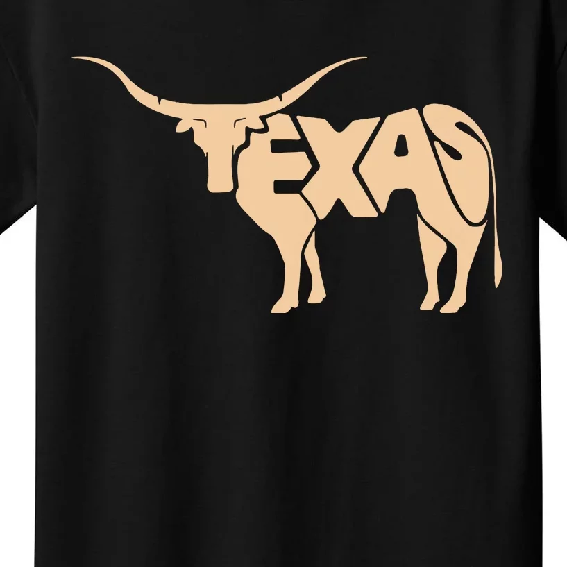 Texas Longhorn Word Art Cool Animal Kids T-Shirt