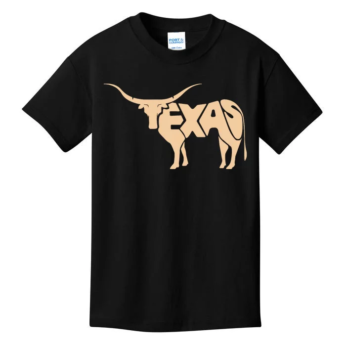 Texas Longhorn Word Art Cool Animal Kids T-Shirt