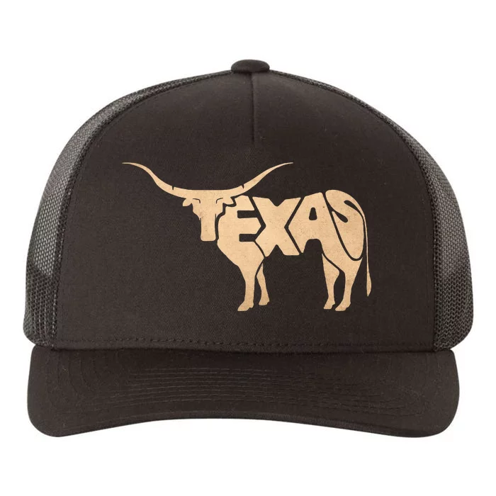 Texas Longhorn Word Art Cool Animal Yupoong Adult 5-Panel Trucker Hat