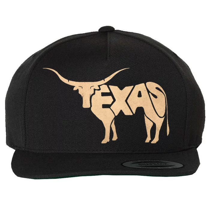 Texas Longhorn Word Art Cool Animal Wool Snapback Cap