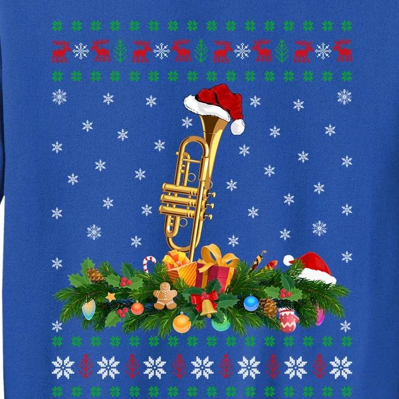 Trumpet Lover Xmas Santa Hat Ugly Trumpet Christmas Gift Tall Sweatshirt