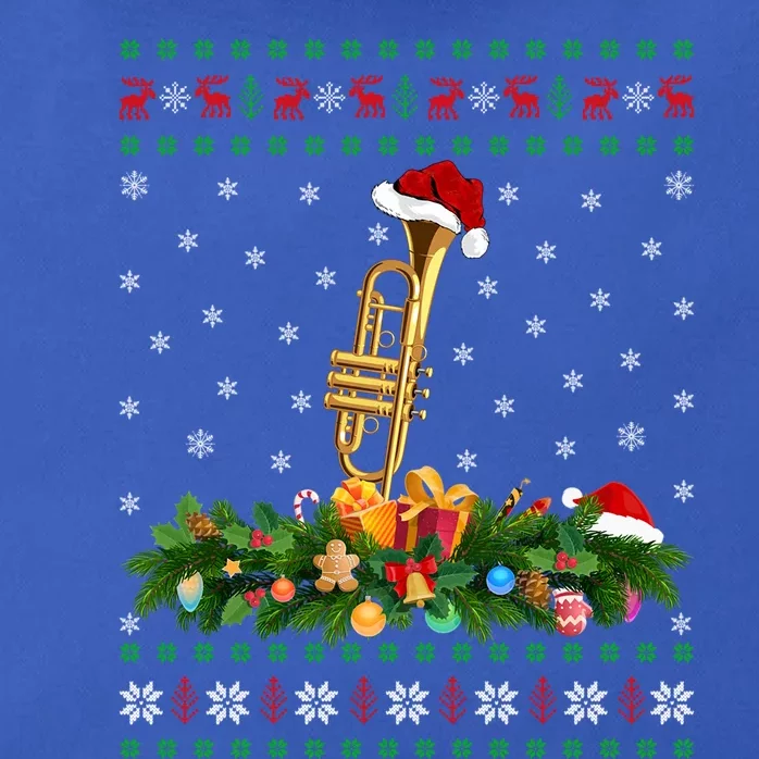 Trumpet Lover Xmas Santa Hat Ugly Trumpet Christmas Gift Zip Tote Bag