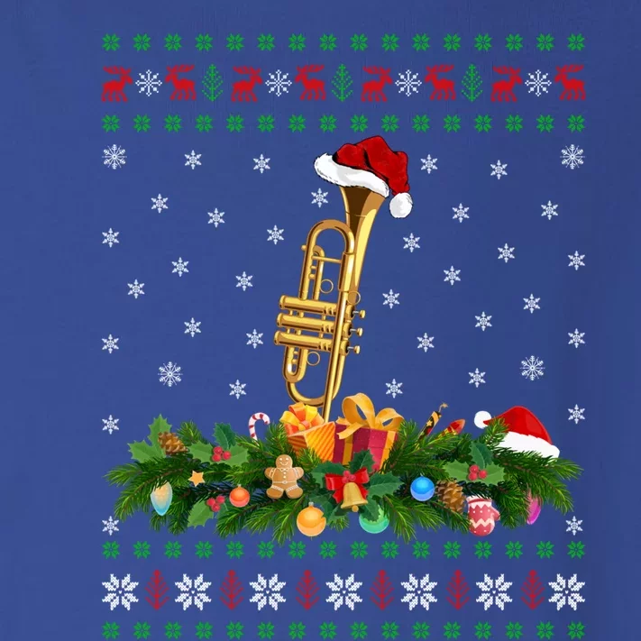 Trumpet Lover Xmas Santa Hat Ugly Trumpet Christmas Funny Gift Toddler Long Sleeve Shirt