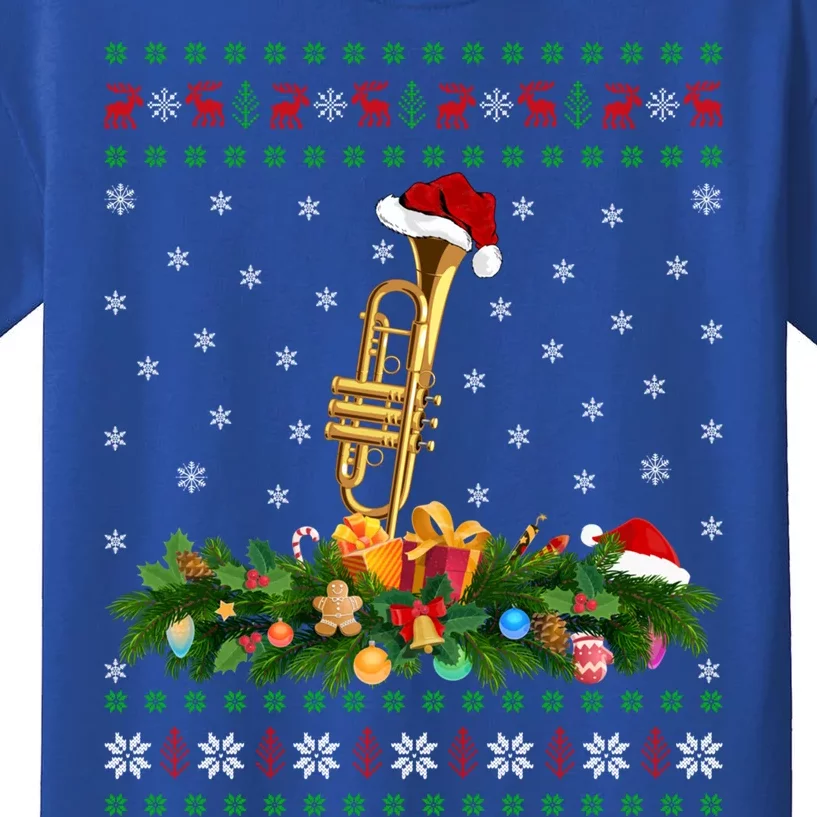 Trumpet Lover Xmas Santa Hat Ugly Trumpet Christmas Funny Gift Kids T-Shirt