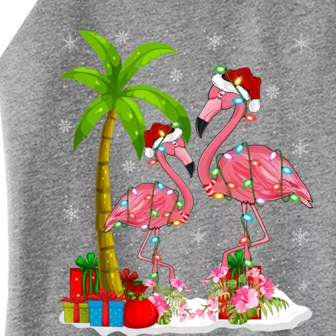 Tropical Lighting Xmas Palm Tree Pink Flamingo Christmas Gift Women’s Perfect Tri Rocker Tank