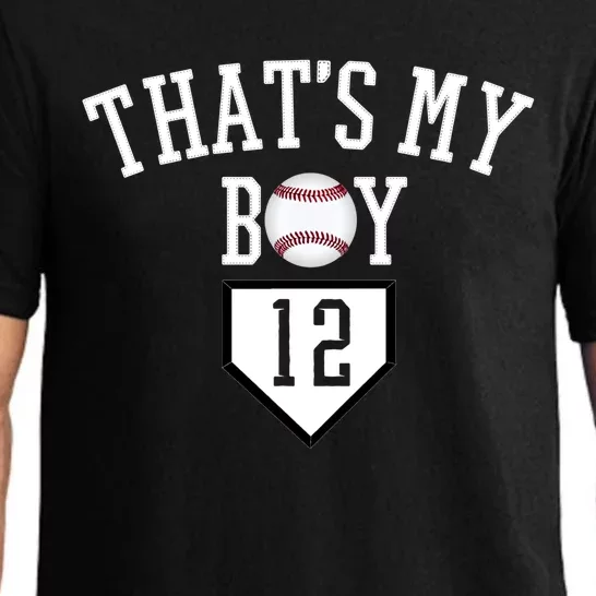 That's My #12 Baseball Number 12 Jersey Baseball Mom Dad Funny Gift Pajama Set