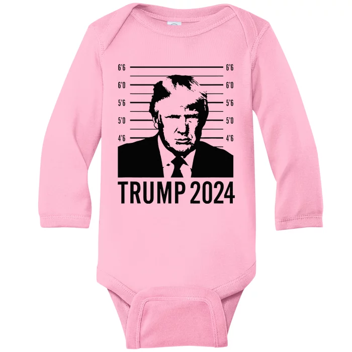 Trump Mugshot 2024 President Baby Long Sleeve Bodysuit