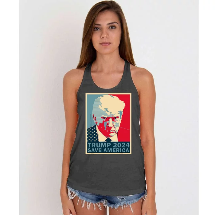 Trump Mugshot 2024 Save America Donald Trump 2024 Mugshot Women's Knotted Racerback Tank