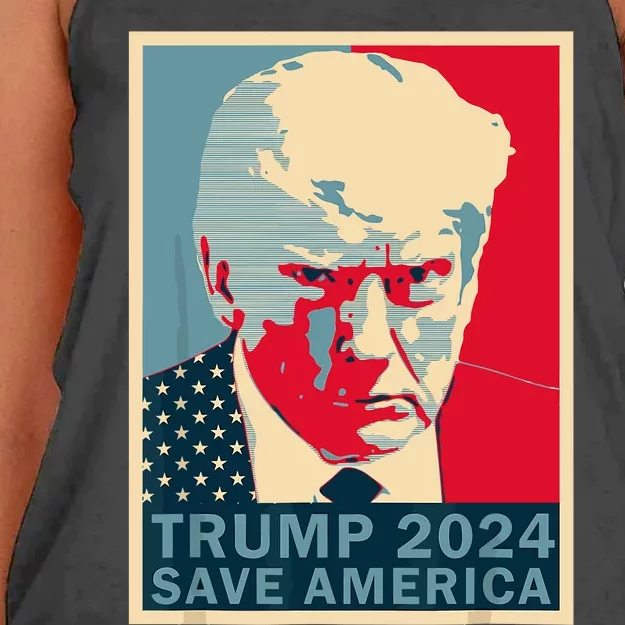 Trump Mugshot 2024 Save America Donald Trump 2024 Mugshot Women's Knotted Racerback Tank