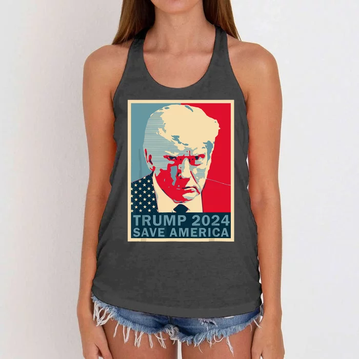 Trump Mugshot 2024 Save America Donald Trump 2024 Mugshot Women's Knotted Racerback Tank