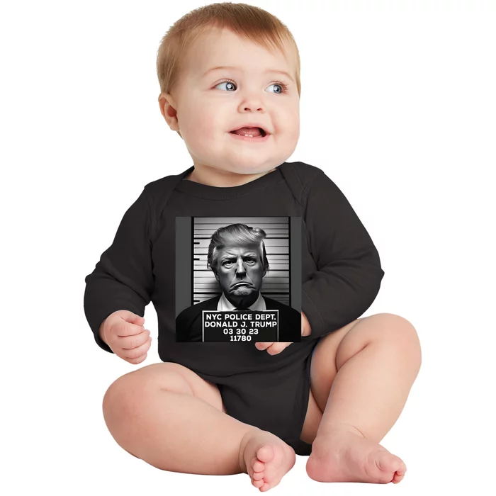 Trump Mugshot 2024 President Baby Long Sleeve Bodysuit