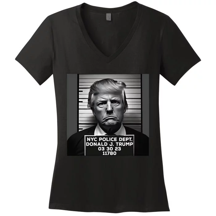 Trump Mugshot 2024 President Women's V-Neck T-Shirt