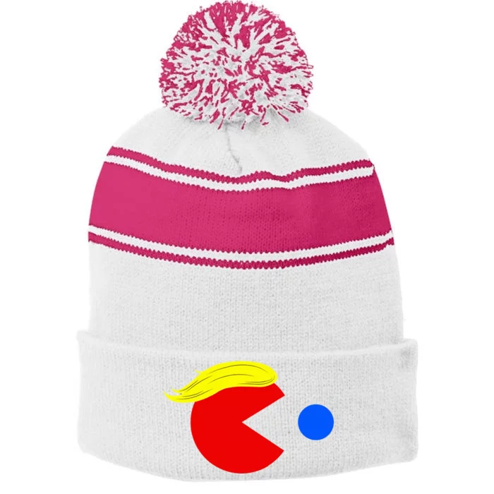 Trump Man 2024 Pac Trump Man Stripe Pom Pom Beanie