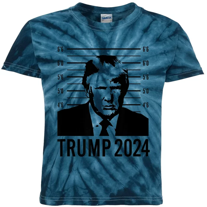 Trump Mugshot 2024 President Kids Tie-Dye T-Shirt