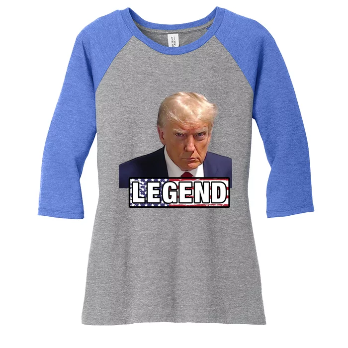 Trump Mugshot 2024 President Legend Funny Gift Women's Tri-Blend 3/4-Sleeve Raglan Shirt