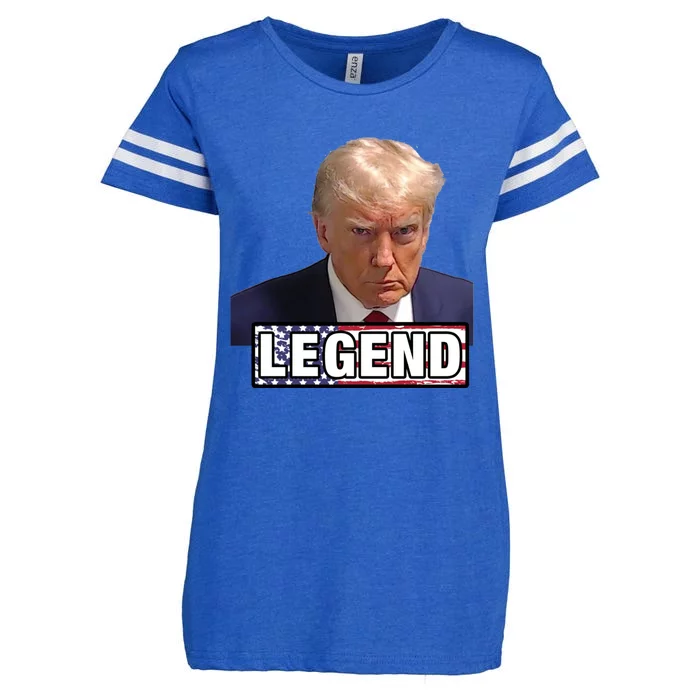 Trump Mugshot 2024 President Legend Funny Gift Enza Ladies Jersey Football T-Shirt