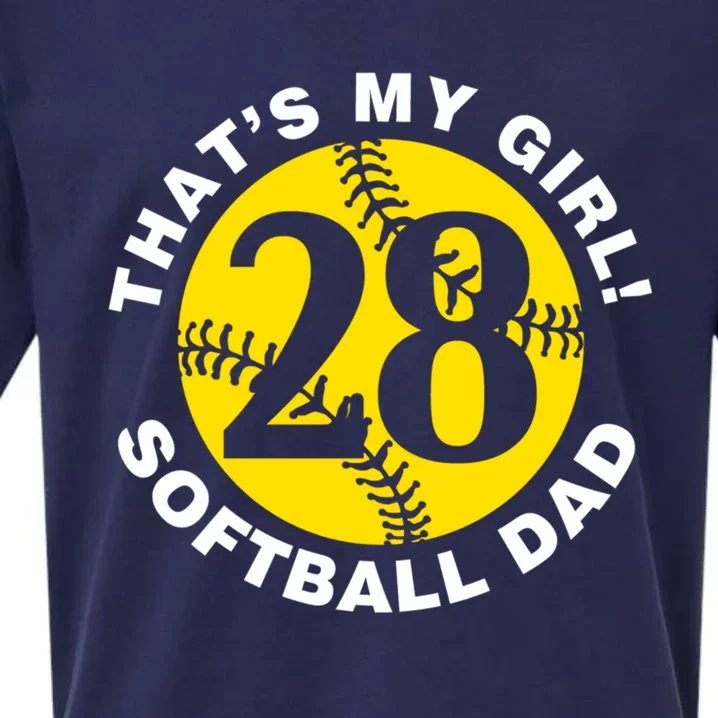 ThatS My #28 Softball Dad FatherS Day Fast Pitch Fan Gift Sueded Cloud Jersey T-Shirt