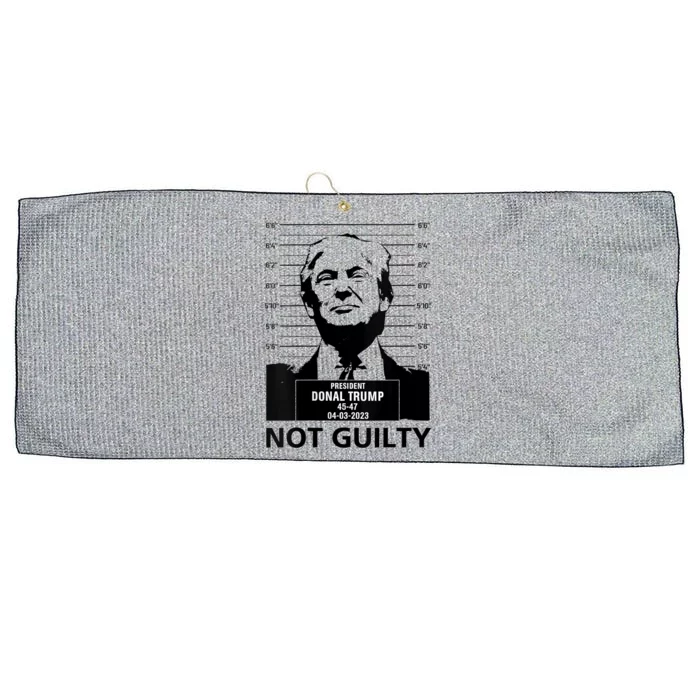 Trump Mugshot 2024 President Trump Not Guilty Large Microfiber Waffle Golf Towel