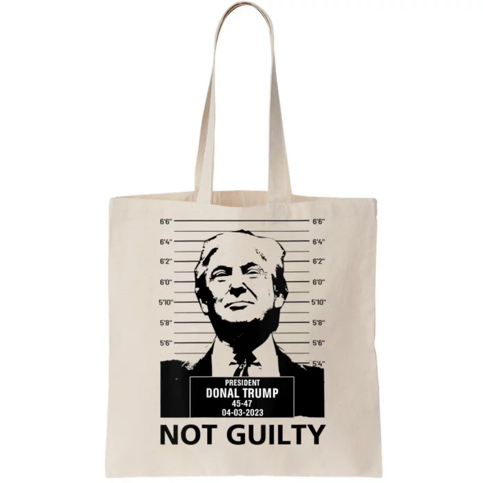 Trump Mugshot 2024 President Trump Not Guilty Tote Bag