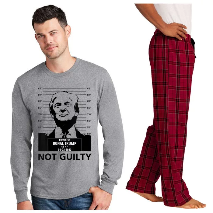 Trump Mugshot 2024 President Trump Not Guilty Long Sleeve Pajama Set