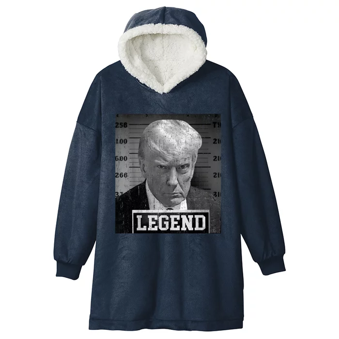 Trump Mugshot 2024 President Legend Donald Trump Mugshot Hooded Wearable Blanket