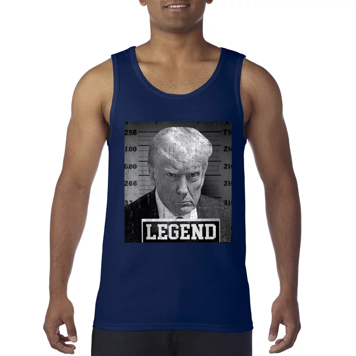 Trump Mugshot 2024 President Legend Donald Trump Mugshot Tank Top