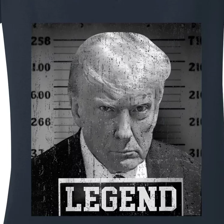 Trump Mugshot 2024 President Legend Donald Trump Mugshot Women's V-Neck T-Shirt