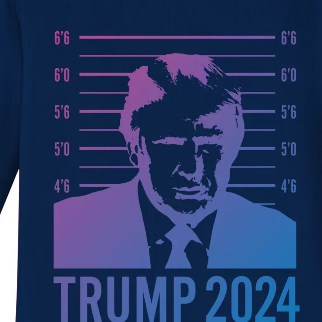 Trump Mugshot 2024 President Funny Gift Baby Long Sleeve Bodysuit