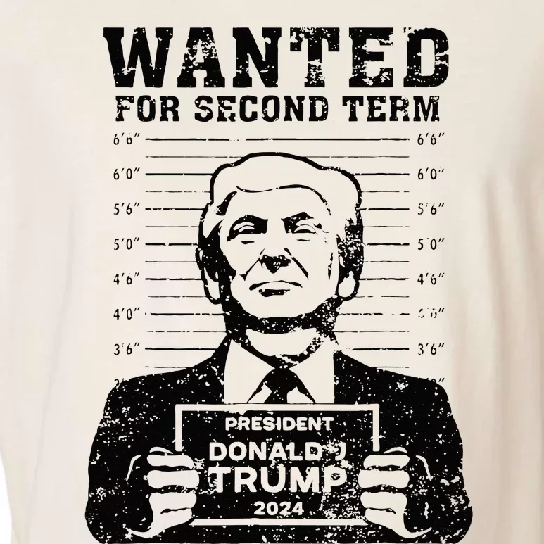 Trump Mugshot 2024 President Wanted For Second Term Garment-Dyed Women's Muscle Tee