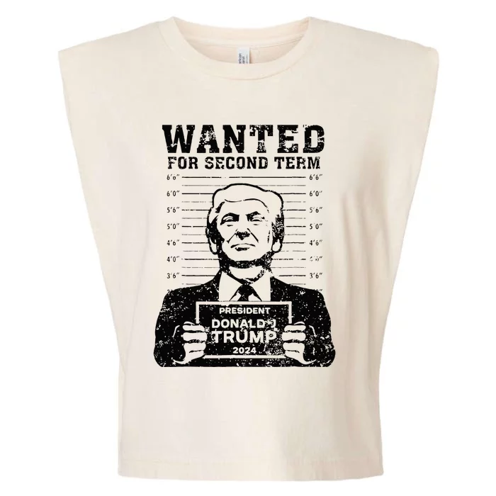 Trump Mugshot 2024 President Wanted For Second Term Garment-Dyed Women's Muscle Tee