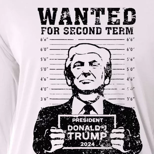 Trump Mugshot 2024 President Wanted For Second Term Cooling Performance Long Sleeve Crew