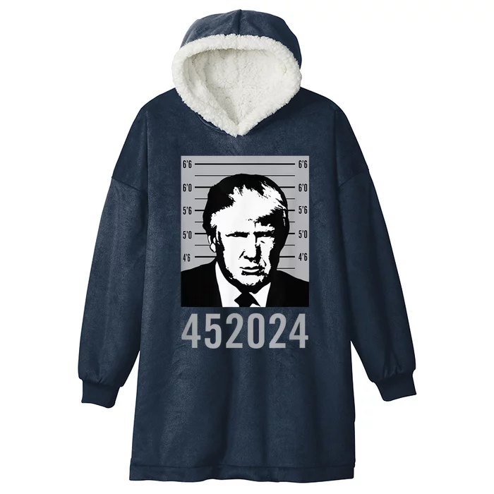 Trump Mugshot 452024 2024 President Hooded Wearable Blanket