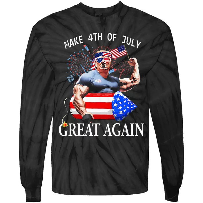 Trump Make 4th Of July Great Again Trump 2024 Tie-Dye Long Sleeve Shirt