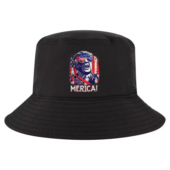 Trump Merica 4th Of July American Flag Cool Comfort Performance Bucket Hat