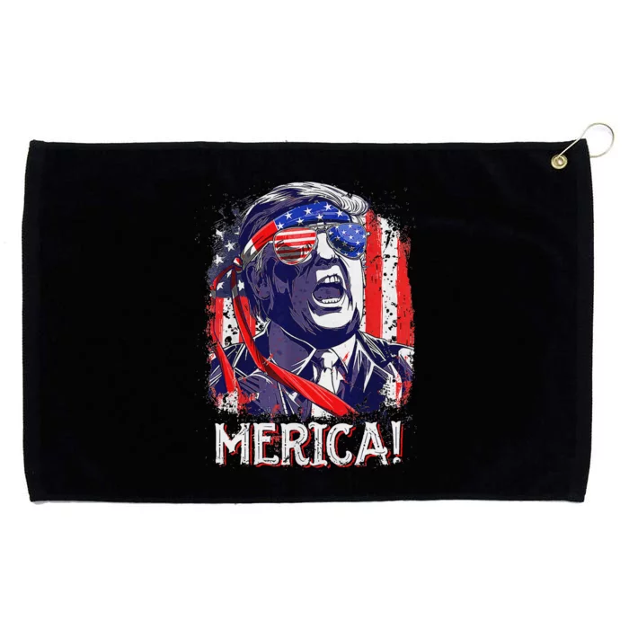 Trump Merica 4th Of July American Flag Grommeted Golf Towel