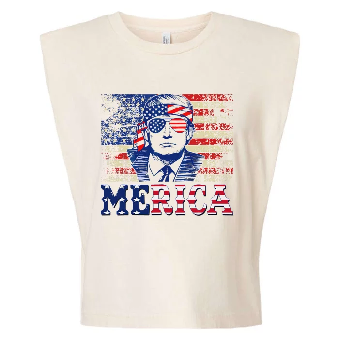 Trump Merica 4th Of July Design Garment-Dyed Women's Muscle Tee