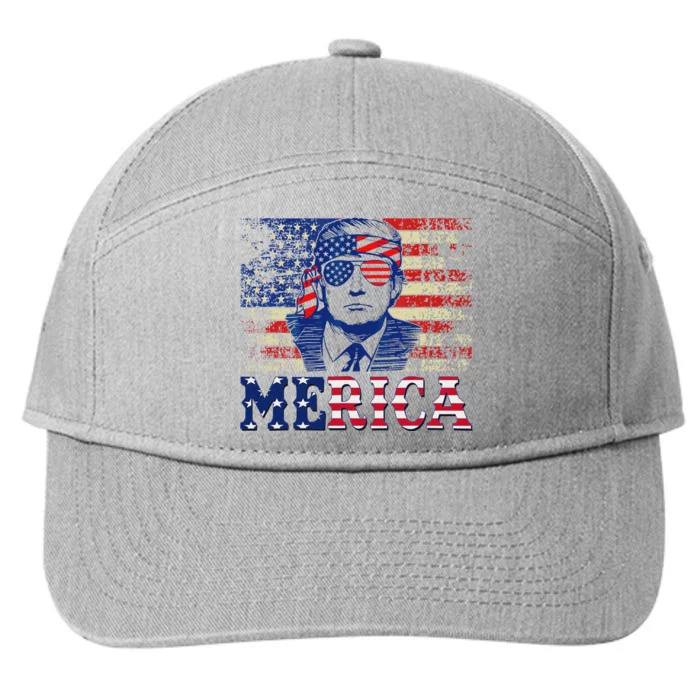 Trump Merica 4th Of July Design 7-Panel Snapback Hat