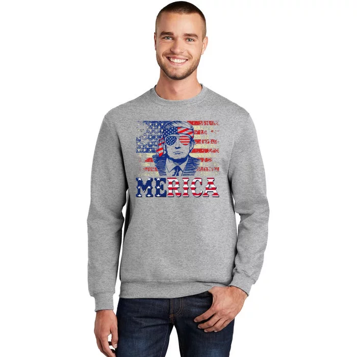 Trump Merica 4th Of July Design Tall Sweatshirt