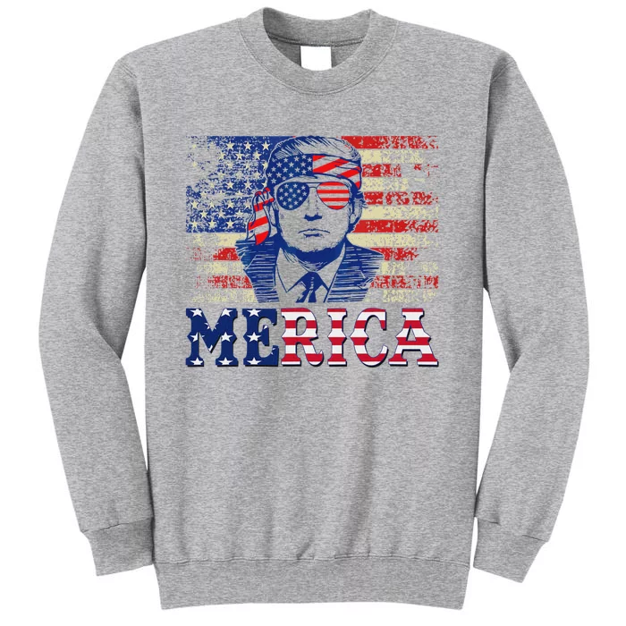 Trump Merica 4th Of July Design Tall Sweatshirt