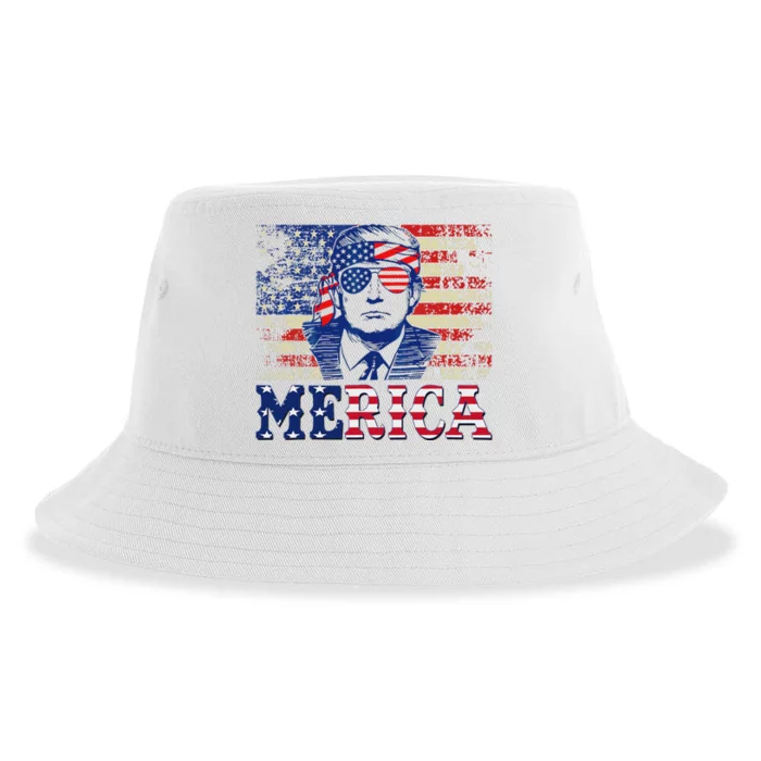 Trump Merica 4th Of July Design Sustainable Bucket Hat