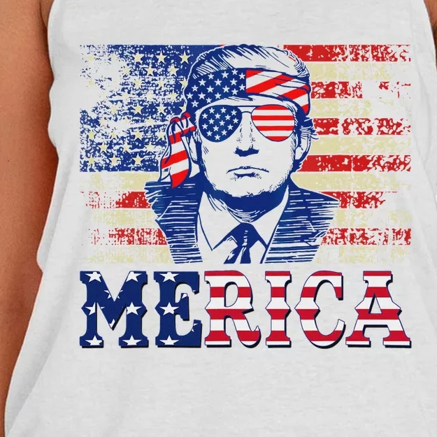 Trump Merica 4th Of July Design Women's Knotted Racerback Tank