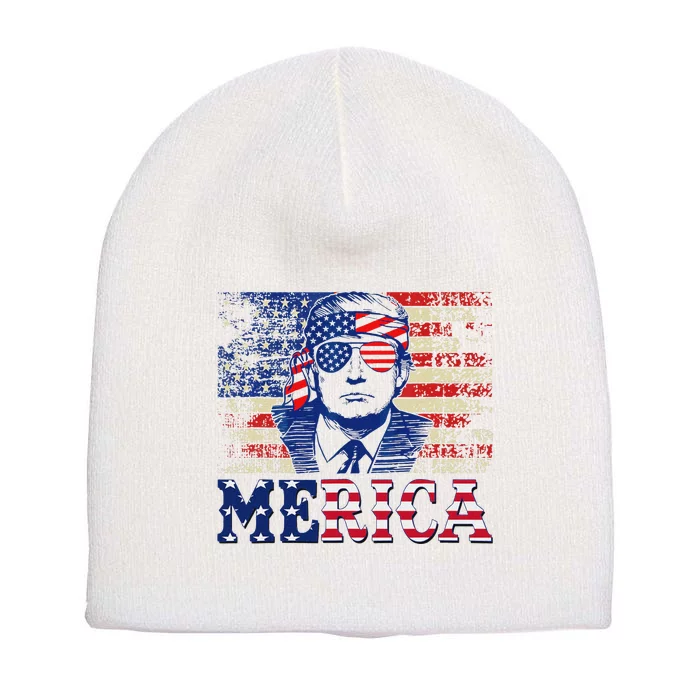 Trump Merica 4th Of July Design Short Acrylic Beanie